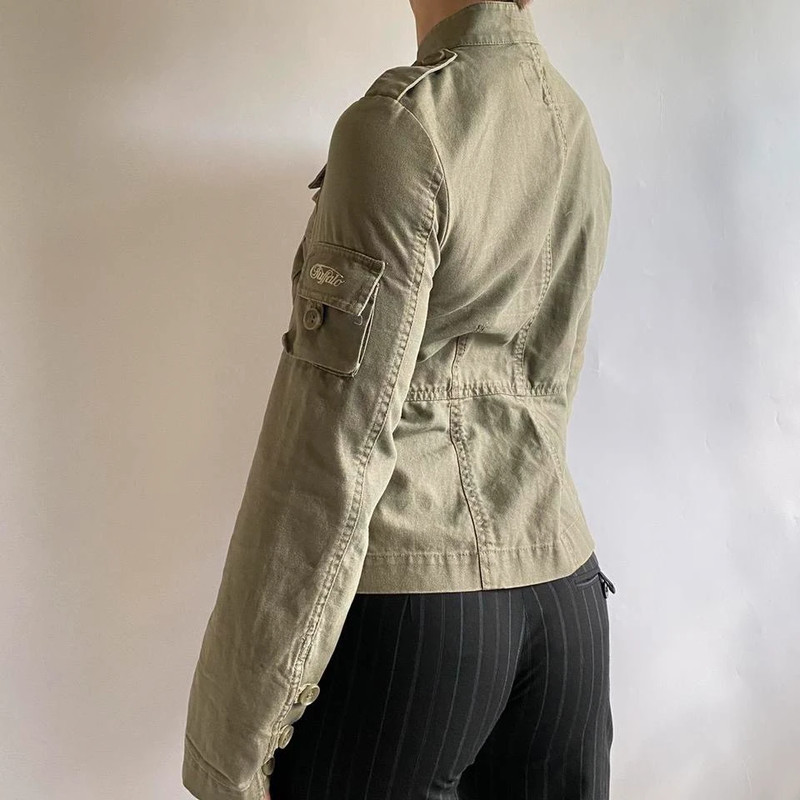 Vintažinis ( vintage grunge fitted khaki jacket) khaki švarkas 4