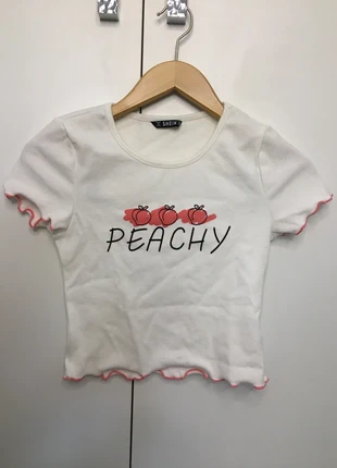 Shein White Peach Crop-Top, marca: Shein, estado: Nuevo sin etiquetas, tamaño: M / 38 / 10, 1,00 €, 1,75 € Protección al comprador incluida