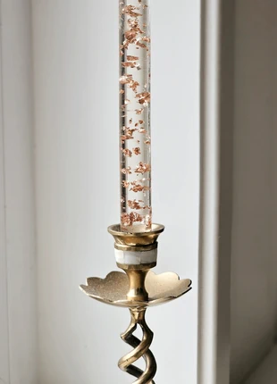 Vintage lucite kaars rozekleurige vlokken, merk: Vintage, staat: Goed, € 12,50, € 13,83 inclusief Kopersbescherming