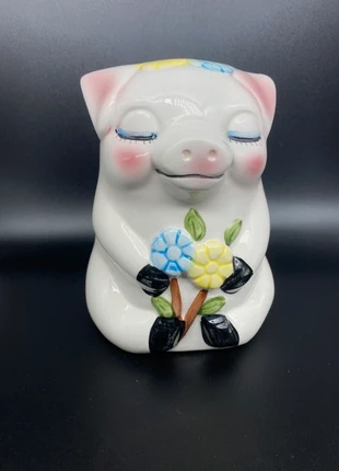 Vintage Piggy Bank Made In Taiwan Kawaii Floral Bouquet Cute & Kitschy, brand: Vintage, condition: Very good, £15.00, £16.50 includes Buyer Protection
