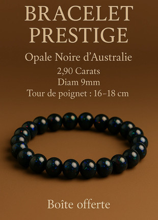 Bracelet boules en véritable Opale Noire d'Australie, diam 9-10mm, tour de poignet 16-18cm, marque: sans marque, état: Neuf avec étiquette, 44,00 €, 46,90 € Protection acheteurs (Pro) incluse