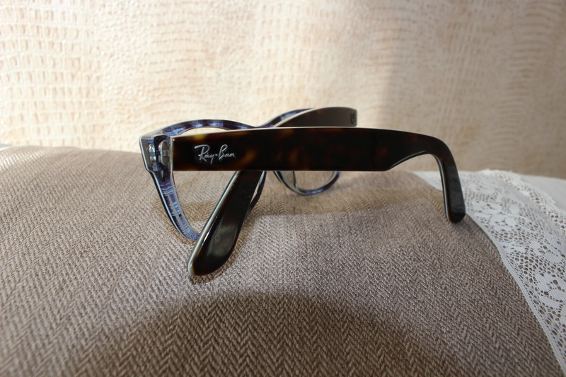 Monture de lunette originale RayBan Wayfarer marron et intérieur bleu 4