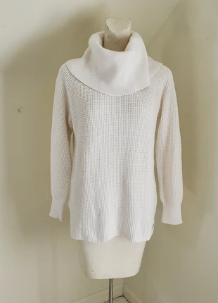 Michael Kors Cowl Oversized Turtleneck White Cotton Knit Sweater size M, brand: Michael Kors, condition: Very good, size: 8 / M, $8.00, $9.10 includes Buyer Protection
