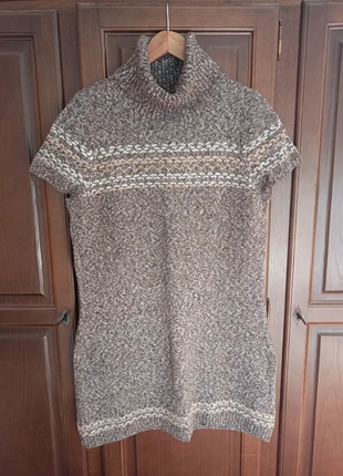 Vestido Inverno Midi Castanho Mesclado Algodão tipo Lã Gola Alta Manga Curta, XL C&A, marca: C&A, estado: Muito bom, tamanho: XL / 42 / 14, €13.99, €15.39 inclui Proteção do Comprador