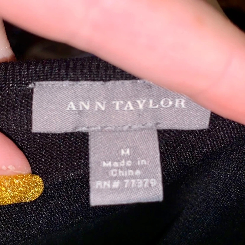 Ann Taylor black silk nylon scoop back dress shirt 5