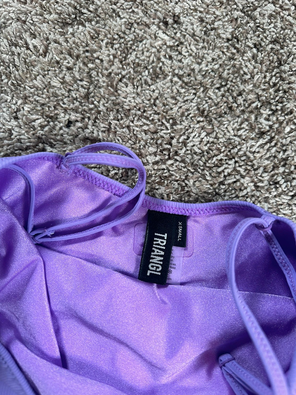 triangl swimwear lavender purple ribbed one piece swimsuit square neckline XS 4