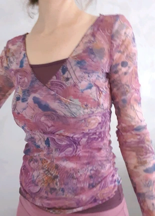 Tee-shirt imprimé violet Camaieu T1, marque: Camaïeu, état: Très bon état, taille: S / 36 / 8, 4,00 €, 4,90 € Protection acheteurs incluse