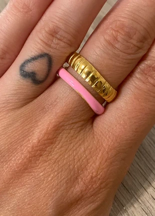 Bague ajustable doré double anneaux rose acier inoxydable, brand: Boutique Parisienne, condizioni: Ottime, taglia: Regolabile, €8.00, €9.10 include la Protezione acquisti Pro