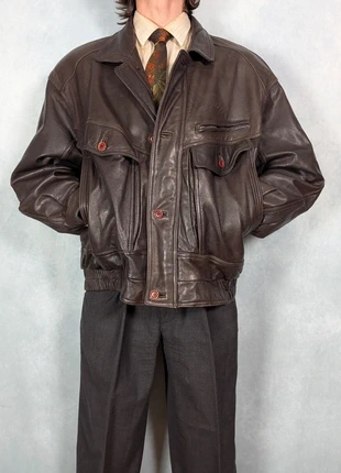 Giacca di pelle marrone vintage AT90, brand: Vintage Dressing, condition: Very good, size: XL, €50.00, €53.20 includes Buyer Protection