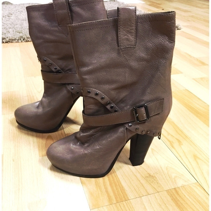Bottines cuir taupe 2