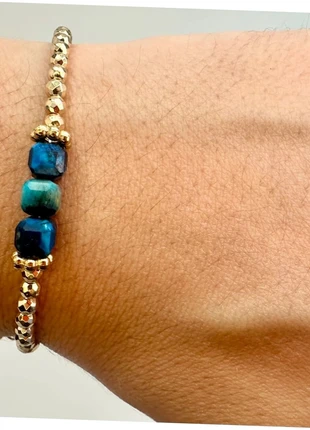 Bracelet pierres bleu & hématites dorées, brand: atelier balo, condition: Very good, €10.00, €11.20 includes Buyer Protection Pro