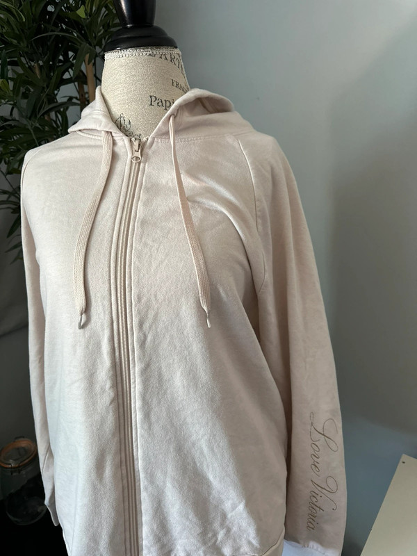 Victoria’s secret hoodie size large women beige full zip jacket 4