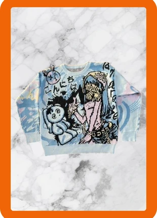 Pull y2k vintage bleu avec motif animé M, marque: y2k, état: Neuf sans étiquette, taille: M, 30,00 €, 32,20 € Protection acheteurs incluse