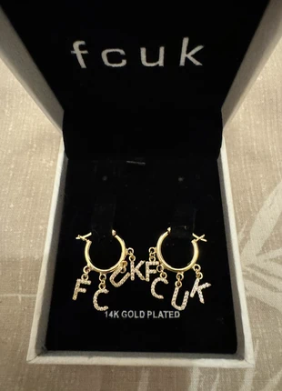 FCUK ladies logo hoop earrings 14 k gold plated, brand: FCUK, condition: New with tags, £10.00, £11.20 includes Buyer Protection