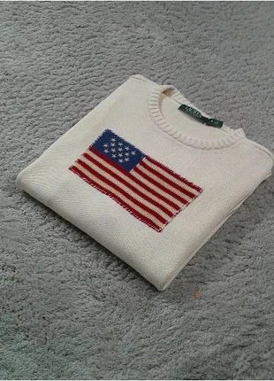 Pull Ralph Lauren femme blanc crème logo USA flag drapeau bleu rouge blanc / Taille M, marke: Ralph Lauren, zustand: Sehr gut, größe: M / 38 / 10, 90,00 €, 95,20 € inklusive Vinted-Käuferschutz