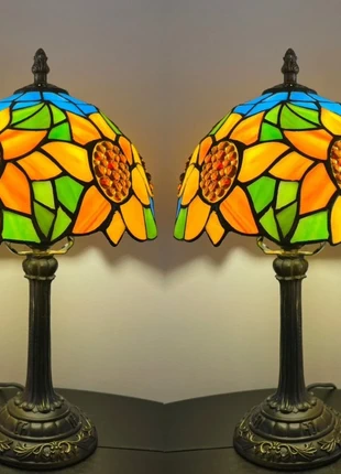 2x Glas in lood tafellamp zonnebloem  motief, marque: Art, état: Neuf sans étiquette, 148,00 €, 156,10 € Protection acheteurs (Pro) incluse