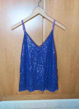 Top tirantes morado lentejuelas, marque: Made In Italy, état: Très bon état, taille: M / 38 / 10, 4,00 €, 4,90 € Protection acheteurs incluse