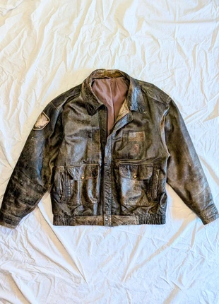 Giacca Vintage in pelle stile bomber taglia L, merk: Vintage Dressing, staat: Heel goed, maat: L, € 69,00, € 73,15 inclusief Kopersbescherming