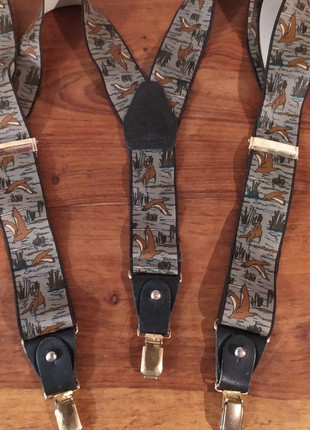 Bretelles vintages fond kaki bordées de noir pour hommes, condizioni: Ottime, €3.00, €3.85 include la Protezione acquisti