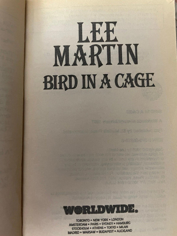 Bird In A Cage, By Lee Martin, Murder Mystery Sku 7133 3