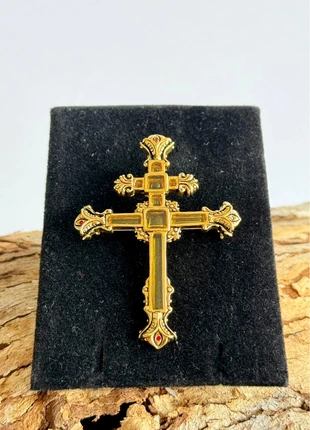 Broche/pendentif Croix Ornée Plaqué Or - Style Byzantin/Gothique, brand: Vintage Dressing, condition: Very good, €35.00, €37.45 includes Buyer Protection