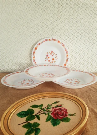 Lot de 4 assiettes creuses arcopal Scania fleurs années 70 vintage france, marca: Vintage, estado: Muito bom, €12.00, €13.30 inclui Proteção do Comprador Pro