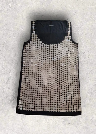 Débardeur fêtes Caroll noir et sequins argentés taille 36, marque: Caroll, état: Neuf sans étiquette, taille: S / 36 / 8, 10,00 €, 11,20 € Protection acheteurs incluse