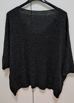 Camisola de malha fina preta, com prateados, XL/XXL, estado: Muy bueno, tamaño: XXL / 44 / 16, 13,00 €, 14,35 € Protección al comprador incluida