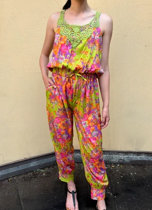 Tuta jumpsuit fantasia floreale pizzo tg. S-M | Combinaison longue imprimé floral dentelle, marke: Indian Emporium, zustand: Sehr gut, größe: M / 38 / 10, 10,00 €, 11,20 € inklusive Vinted-Käuferschutz