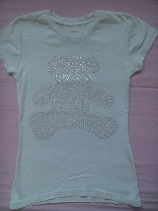 T-shirt Lulu Castagnette blanc ourson strass XS 1
