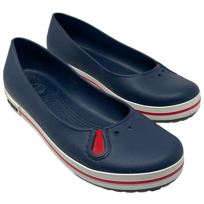 Crocs Women Size 10 Shoes Slip On Blue White Red Nautical Patriotic USA July 4th 1