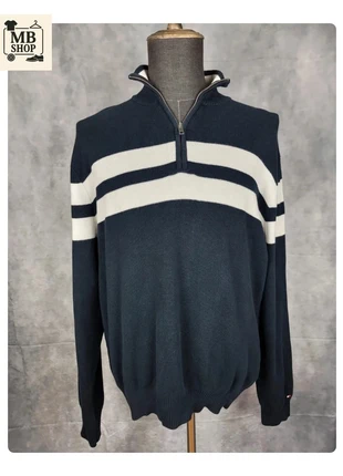 Pull col camionneur Half zip 1/4 zip 100% coton Tommy Hilfiger Noir blanc Taille L, brand: Tommy Hilfiger, condizioni: Buone, taglia: L, €14.90, €16.35 include la Protezione acquisti Pro