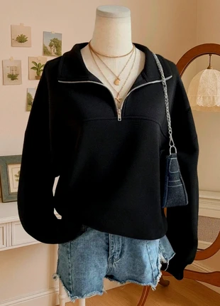 Sweat zippé noir minimal – clean girl, sporty chic, pinterest outfit, old money, brand: Aesthetic, condition: Very good, size: S / 36 / 8, €34.90, €37.35 includes Buyer Protection