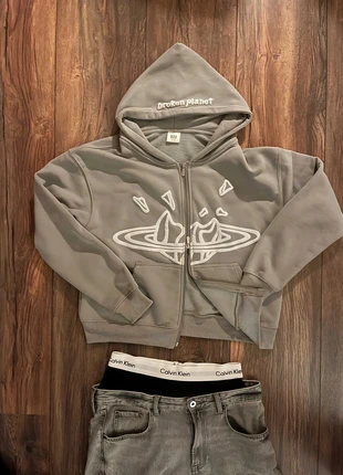 Broken Planet Market Puff Print Zip Up Hoodie - Grey - Size S, merk: Broken Planet, staat: Heel goed, maat: S, € 65,00, € 68,95 inclusief Kopersbescherming