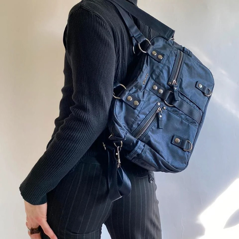 Vintažinis ( vintage shimmery blue cargo utility cyber punk purse/bag) mėlyna rankinė 2