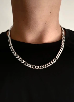 Chaine homme maille cubaine argentée, Collier gourmette argenté acier inoxydable, marque: sans marque, état: Très bon état, 14,00 €, 15,40 € Protection acheteurs (Pro) incluse
