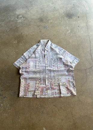 90s Vintage Crazy Graphic David Wick Chemise Multicolore Y2K Grunge Manches Courtes Blanc Violette, marque: David Wick, état: Bon état, taille: L, 15,00 €, 16,45 € Protection acheteurs (Pro) incluse