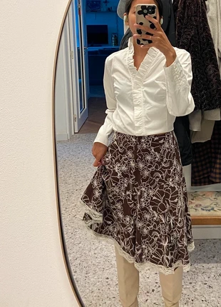 Vintage y2k linen viscose embroidered midi skirt, état: Très bon état, taille: M / 38 / 10, 22,00 €, 23,80 € Protection acheteurs incluse