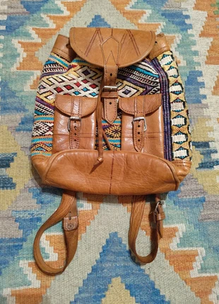 Sac en cuir bi matière boho ethnique Vintage, marque: Vintage, état: Très bon état, 20,00 €, 21,70 € Protection acheteurs (Pro) incluse