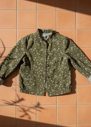 Veste verte fleurie en velours – taille S – style rétro doux automne, marque: Lioria, état: Très bon état, taille: S / 36 / 8, 44,99 €, 47,94 € Protection acheteurs incluse