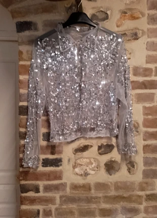 Gilet en tulle et paillettes argentées, marca: Vintage Dressing, estado: Muito bom, tamanho: M / 38 / 10, €7.00, €8.05 inclui Proteção do Comprador