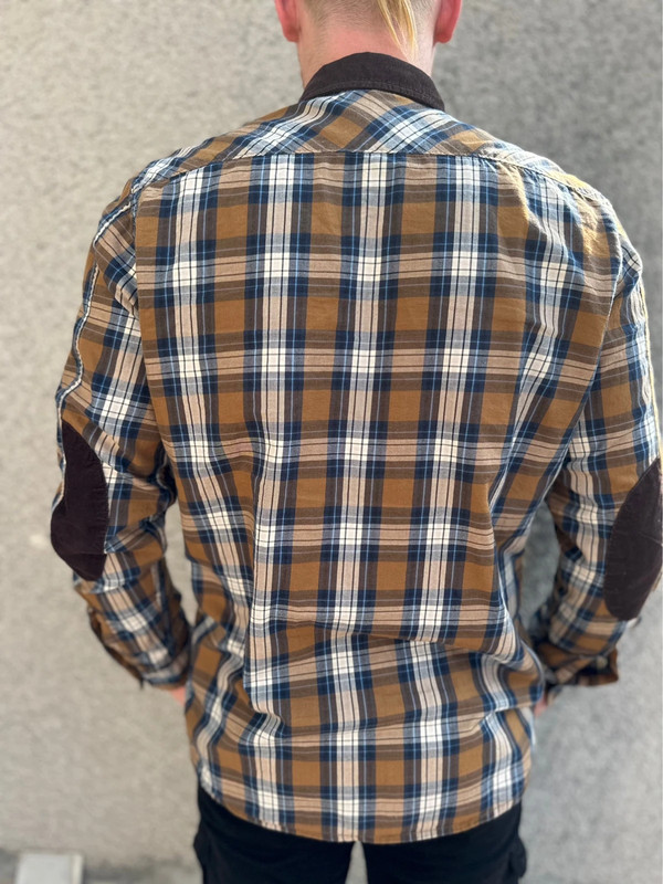 Koszula w kratę męska brązowa wiosenna dopasowana elegancka H&M M bawełniana 2