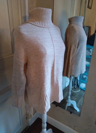 Pull Atmosphere – rose chiné – col roulé – oversize – T 38 – long, brand: Atmosphere, condition: Very good, size: M / 38 / 10, €20.00, €21.70 includes Buyer Protection