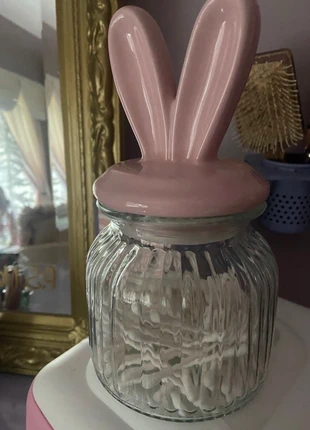 Pink Glass Jar with Bunny Ears Lid – Cute Pastel Kitchen Storage Easter Cottagecore Decor, brand: T.K. Maxx, condition: Very good, £8.99, £10.14 includes Buyer Protection