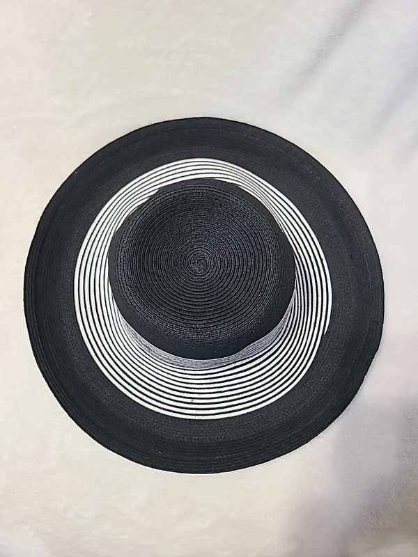 San Diego Hat Co. Women's Wide Brim Sun Hat Black White Stripe O/S 4