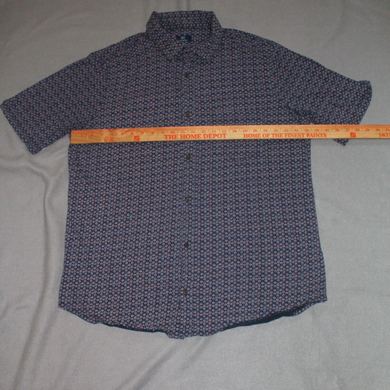 Mens Xl George Blue Short Sleeve Button Up Pocket Casual Shirt 3