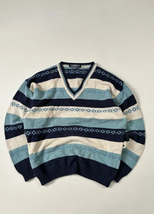 Pull col en V vintage à rayures made in France bleu et blanc, marke: Vintage Dressing, zustand: Sehr gut, größe: L, 16,80 €, 18,34 € beinhaltet Vinted-Käuferschutz Pro