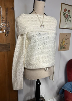 Pull blanc vintage y2k drapé sur les épaules taille M, marque: Vintage, état: Bon état, taille: M / 38 / 10, 10,00 €, 11,20 € Protection acheteurs (Pro) incluse