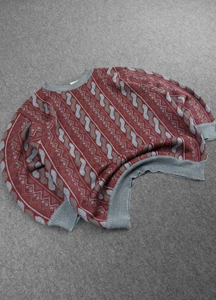 Pull Ethnic Vintage 80s en Maille Bordeau / Gris à Motifs Imprimé Torsades 30% Laine (S), marke: Vintage Dressing, zustand: Sehr gut, größe: S, 25,00 €, 26,95 € beinhaltet Vinted-Käuferschutz Pro