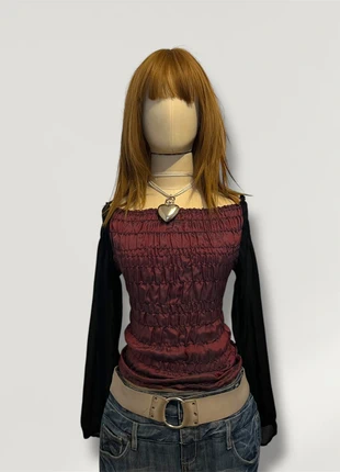 Y2K Off Shoulder Metallic Clubbing Whimsical Top, merk: Top Vintage, staat: Heel goed, maat: S / 36 / 8, € 19,50, € 21,18 inclusief Kopersbescherming Pro